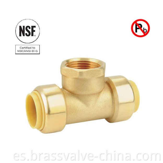 Lead Free Brass Push Fit Fnpt Tee Fitting For Drinking Water H807 Jpg